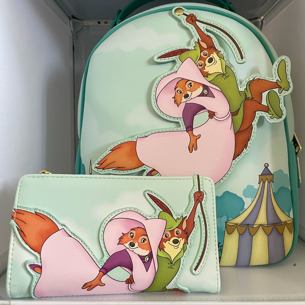 NWT Disney Robin Hood and Maid Marion Loungefly Backpack and Wallet